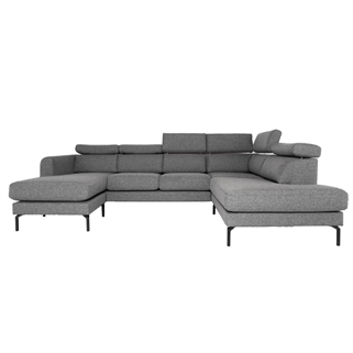 Helsinge U-sofa | Mørkegråt stof | Venstrevendt